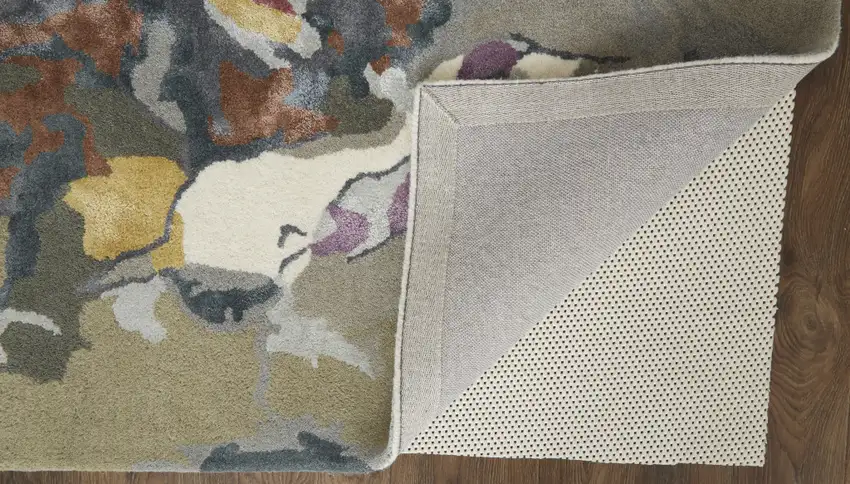 Pink and Green Wool Floral Hand Tufted Area Rug Photo 4