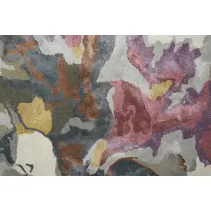 Photo of Purple Pink And Green Wool Floral Tufted Handmade Area Rug