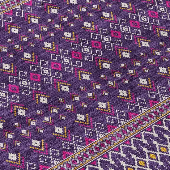 Purple Pink And Yellow Tribal Washable Indoor Outdoor Area Rug Photo 5