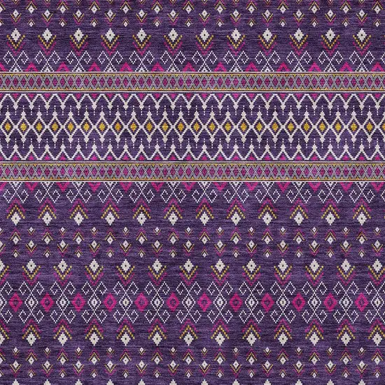 Purple Pink And Yellow Tribal Washable Indoor Outdoor Area Rug Photo 4