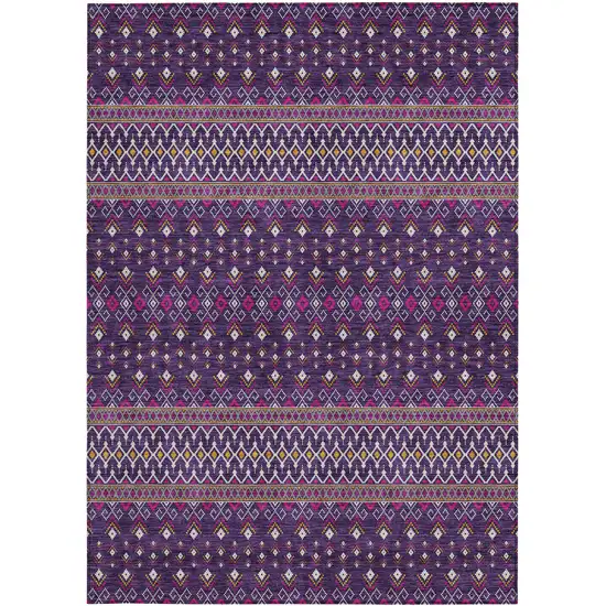 Purple Pink And Yellow Tribal Washable Indoor Outdoor Area Rug Photo 5