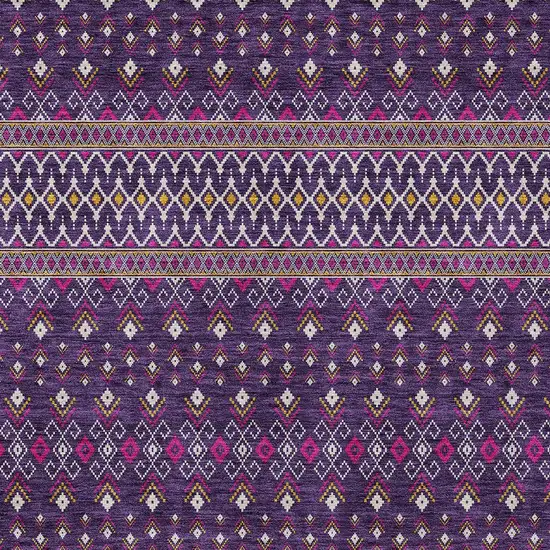 Purple Pink And Yellow Tribal Washable Indoor Outdoor Area Rug Photo 4