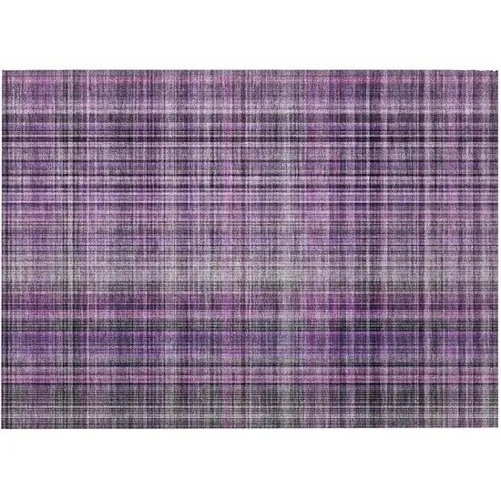 Purple Plaid Washable Non Skid Indoor Outdoor Area Rug Photo 4