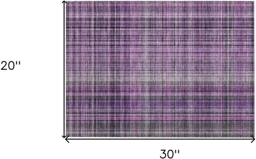 Purple Plaid Washable Non Skid Indoor Outdoor Area Rug Photo 3