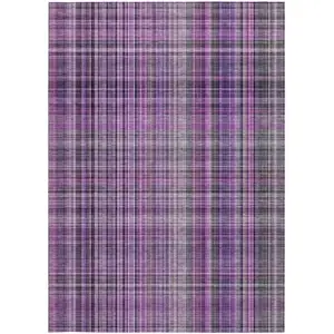 Photo of Purple Plaid Washable Non Skid Indoor Outdoor Area Rug