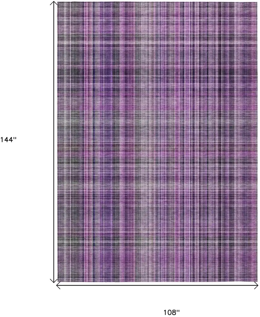 Purple Plaid Washable Non Skid Indoor Outdoor Area Rug Photo 3