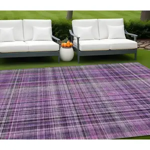 Photo of Purple Plaid Washable Non Skid Indoor Outdoor Area Rug