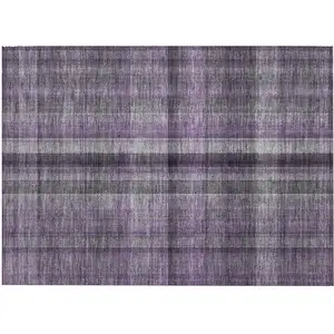 Photo of Purple Plaid Washable Non Skid Indoor Outdoor Area Rug