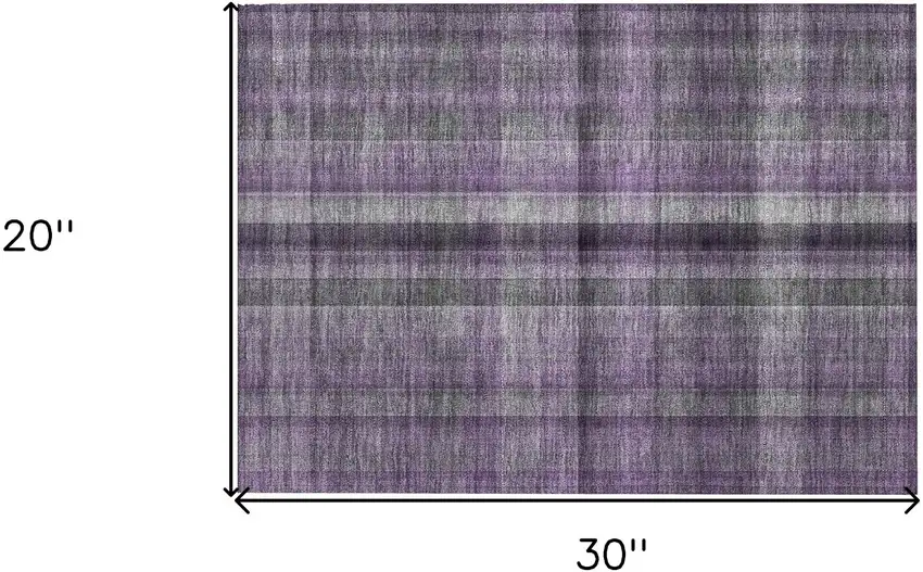 Purple Plaid Washable Non Skid Indoor Outdoor Area Rug Photo 3