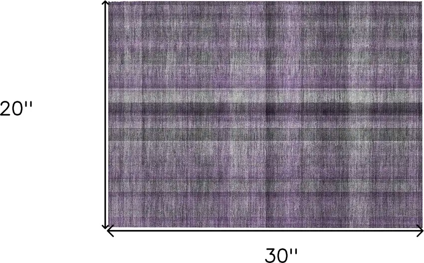 Purple Plaid Washable Non Skid Indoor Outdoor Area Rug Photo 3