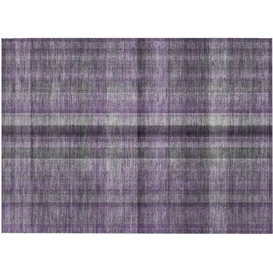 Purple Plaid Washable Non Skid Indoor Outdoor Area Rug Photo 2