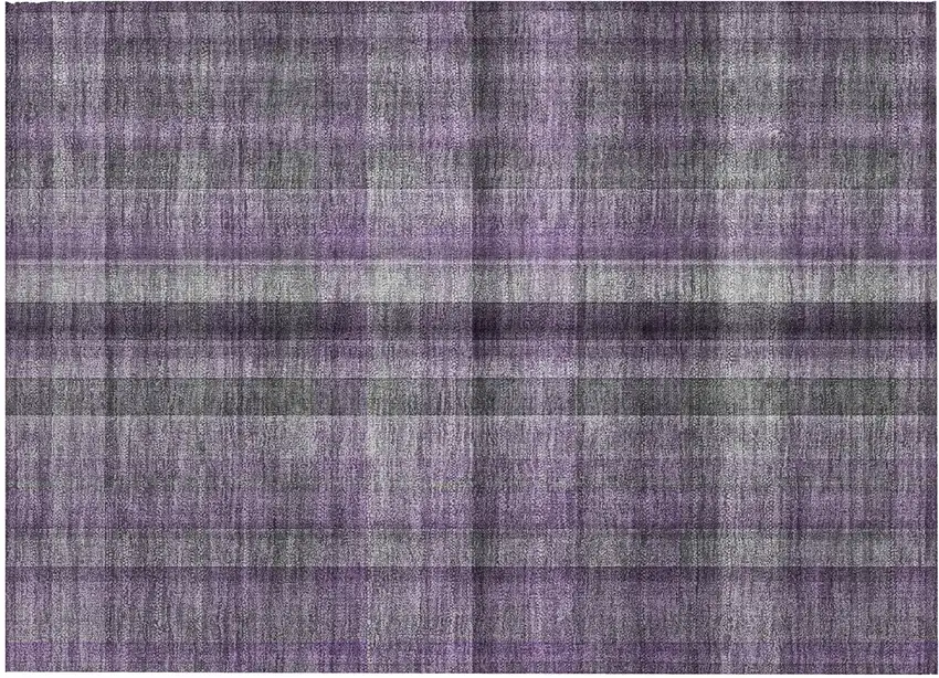 Purple Plaid Washable Non Skid Indoor Outdoor Area Rug Photo 2