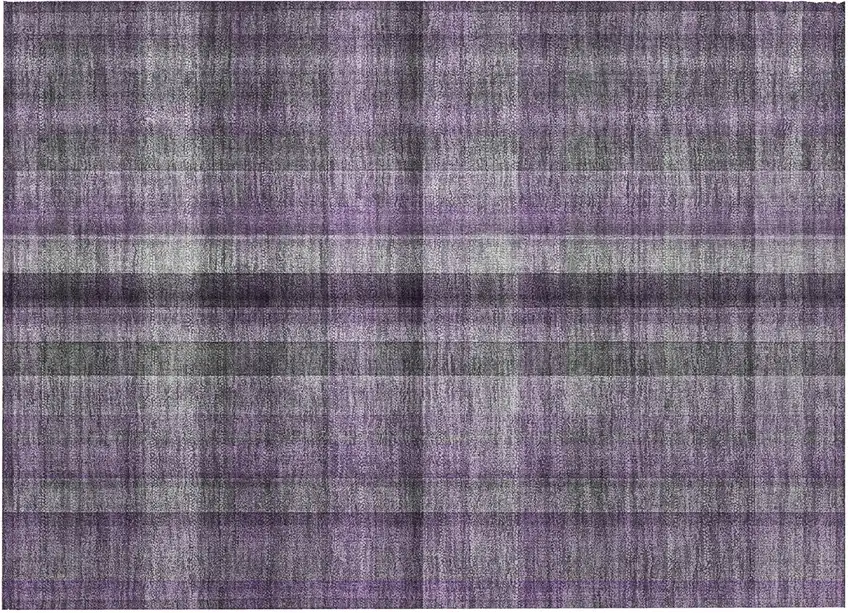 Purple Plaid Washable Non Skid Indoor Outdoor Area Rug Photo 4