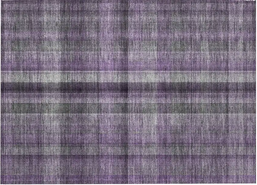 Purple Plaid Washable Non Skid Indoor Outdoor Area Rug Photo 4