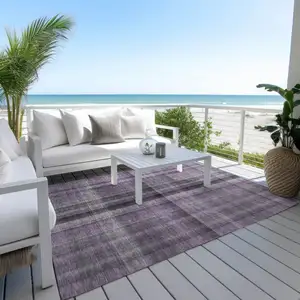 Photo of Purple Plaid Washable Non Skid Indoor Outdoor Area Rug