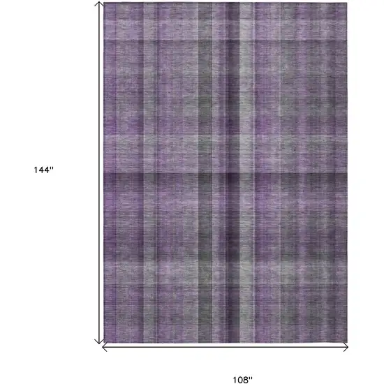 Purple Plaid Washable Non Skid Indoor Outdoor Area Rug Photo 7