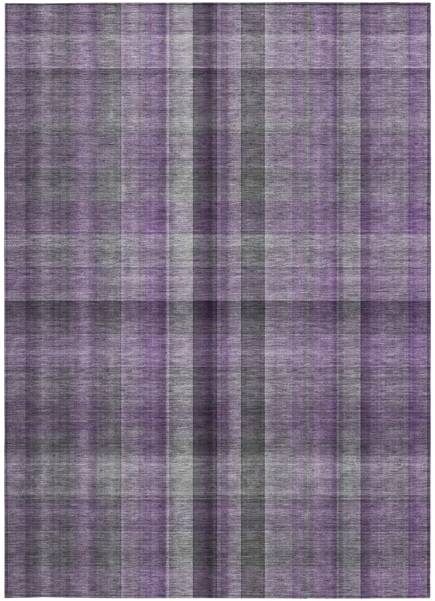 Purple Plaid Washable Non Skid Indoor Outdoor Area Rug Photo 5