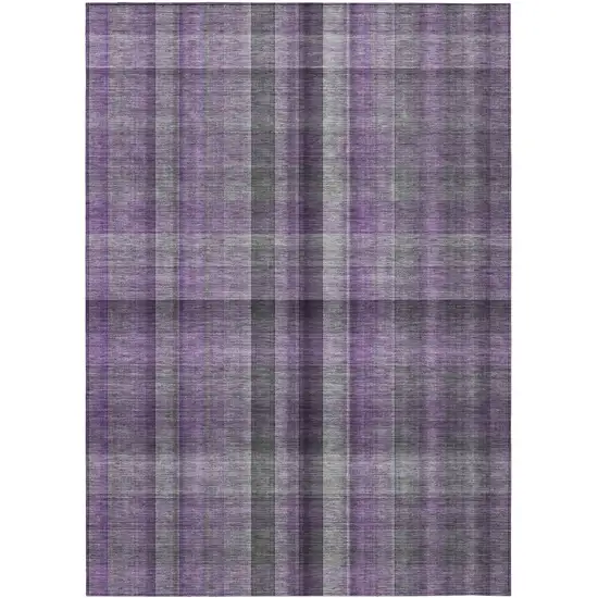 Purple Plaid Washable Non Skid Indoor Outdoor Area Rug Photo 2