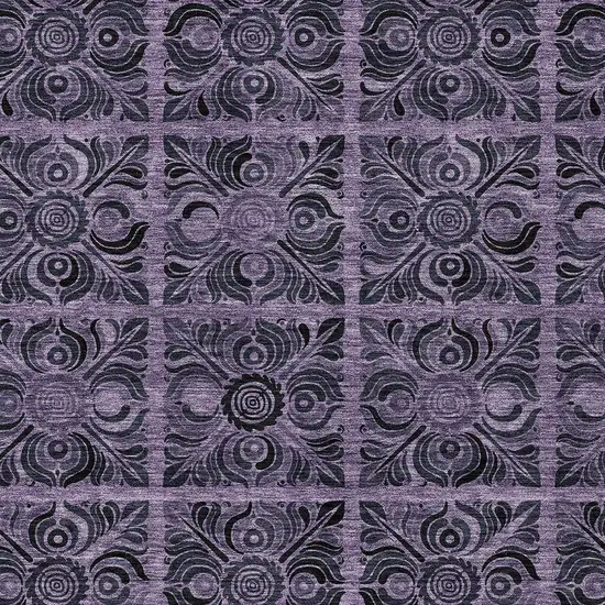 Purple Plum And Charcoal Medallion Washable Indoor Outdoor Area Rug Photo 6