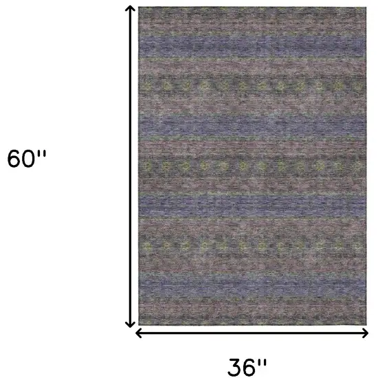Purple Plum And Gold Floral Medallion Washable Indoor Outdoor Area Rug Photo 3
