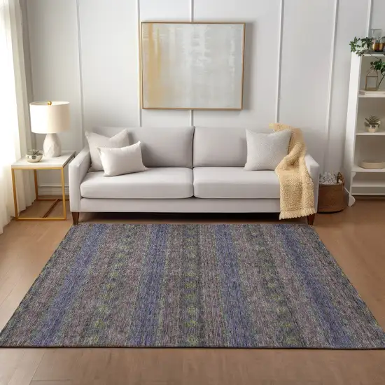 Purple Plum And Gold Floral Medallion Washable Indoor Outdoor Area Rug Photo 7