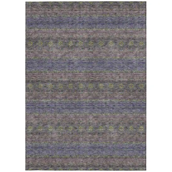 Purple Plum And Gold Floral Medallion Washable Indoor Outdoor Area Rug Photo 5