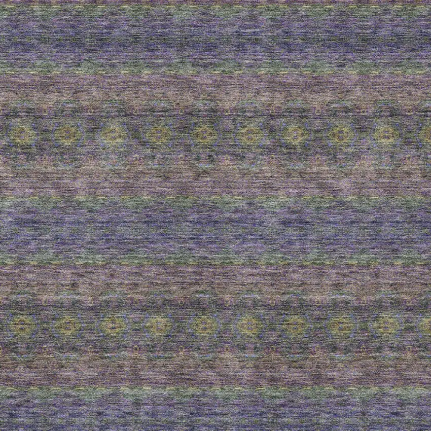 Purple Plum And Gold Floral Medallion Washable Indoor Outdoor Area Rug Photo 6