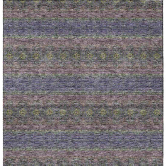 Purple Plum And Gold Floral Medallion Washable Indoor Outdoor Area Rug Photo 5