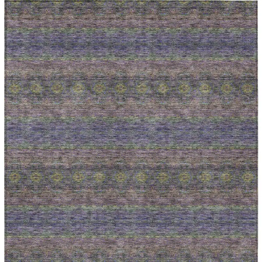 Purple Plum And Gold Floral Medallion Washable Indoor Outdoor Area Rug Photo 5