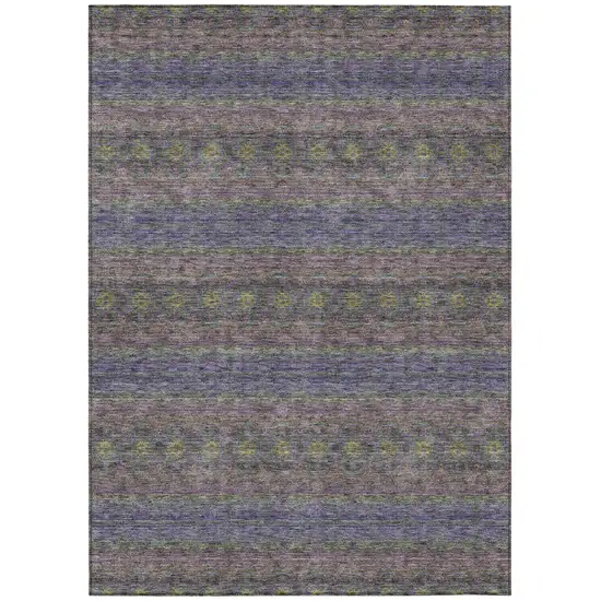 Purple Plum And Gold Floral Medallion Washable Indoor Outdoor Area Rug Photo 2