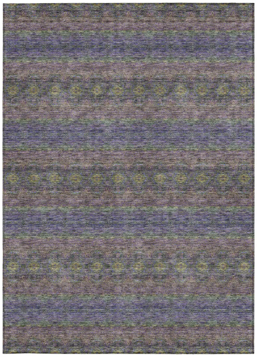 Purple Plum And Gold Floral Medallion Washable Indoor Outdoor Area Rug Photo 5