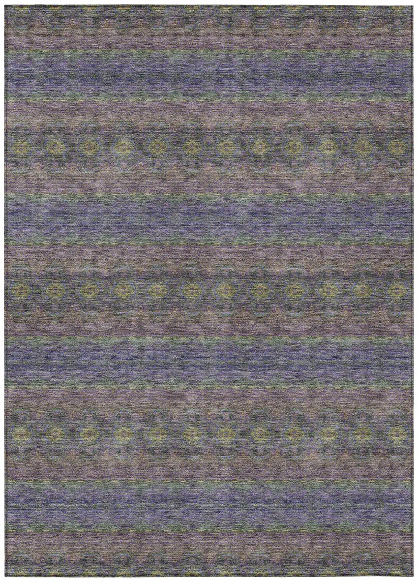 Purple Plum And Gold Floral Medallion Washable Indoor Outdoor Area Rug Photo 2