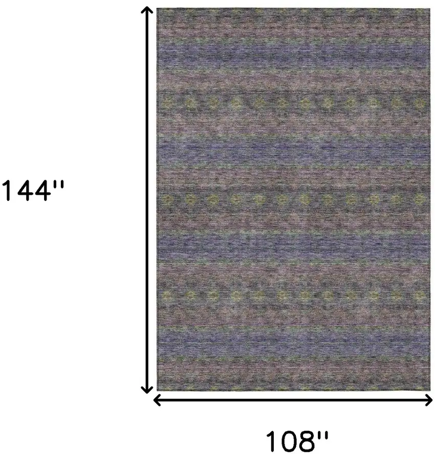Purple Plum And Gold Floral Medallion Washable Indoor Outdoor Area Rug Photo 3