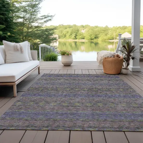 Purple Plum And Gold Floral Medallion Washable Indoor Outdoor Area Rug Photo 9