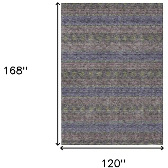 Purple Plum And Gold Floral Medallion Washable Indoor Outdoor Area Rug Photo 3