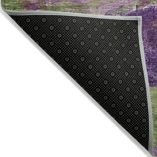Purple Plum And Green Abstract Washable Indoor Outdoor Area Rug Photo 8
