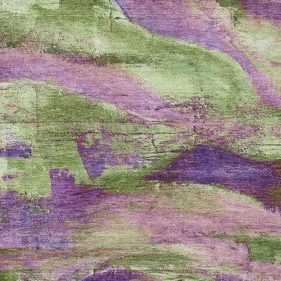 Purple Plum And Green Abstract Washable Indoor Outdoor Area Rug Photo 9