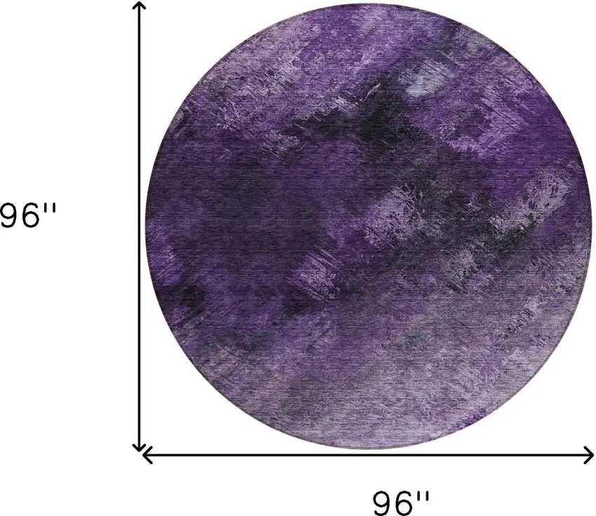 Purple Round Abstract Washable Non Skid Indoor Outdoor Area Rug Photo 3