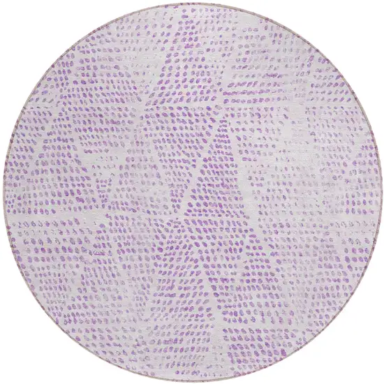 Purple Round Geometric Washable Non Skid Indoor Outdoor Area Rug Photo 2