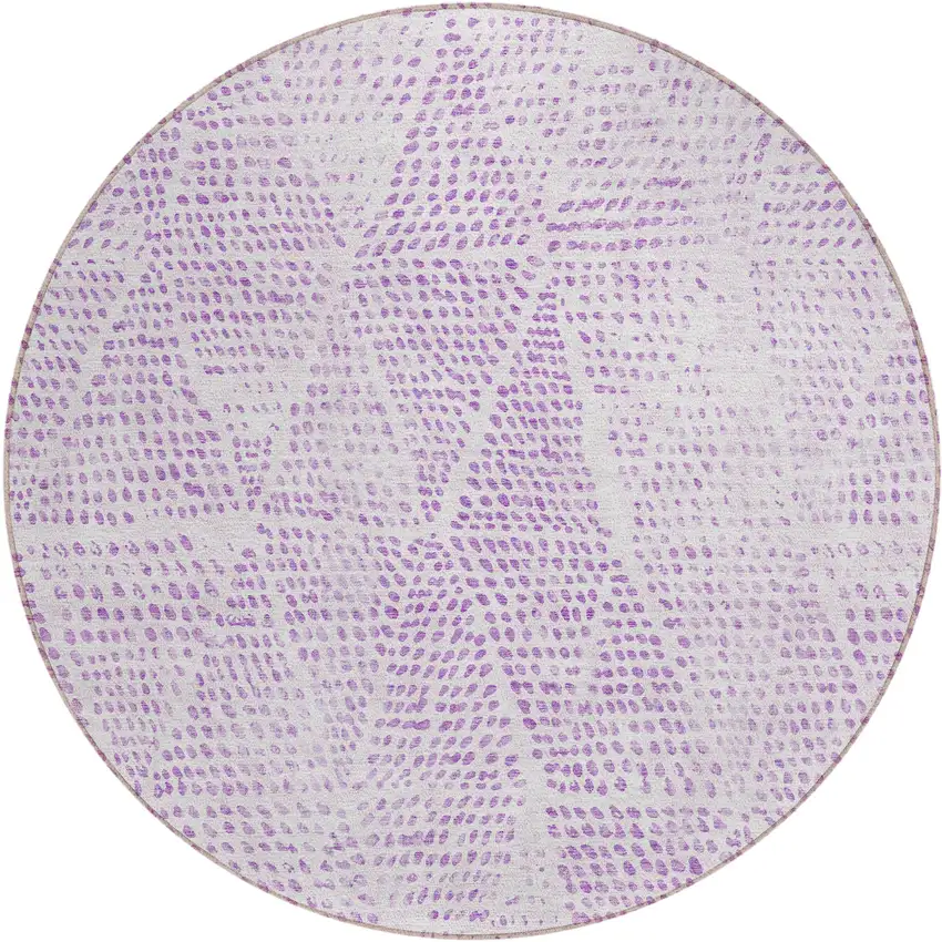 Purple Round Geometric Washable Non Skid Indoor Outdoor Area Rug Photo 2