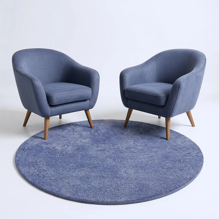 Purple Round Indoor Shag Rug Photo 4