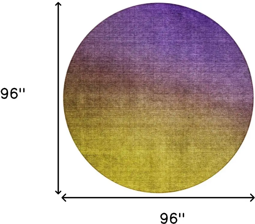 Purple Round Ombre Washable Non Skid Indoor Outdoor Area Rug Photo 3