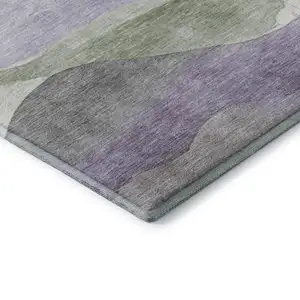 Photo of Purple Sage And Gray Abstract Washable Area Rug With UV Protection