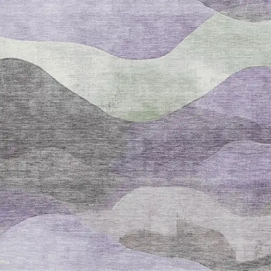 Purple Sage And Gray Abstract Washable Area Rug With UV Protection Photo 3