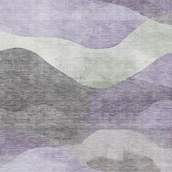 Purple Sage And Gray Abstract Washable Area Rug With UV Protection Photo 3