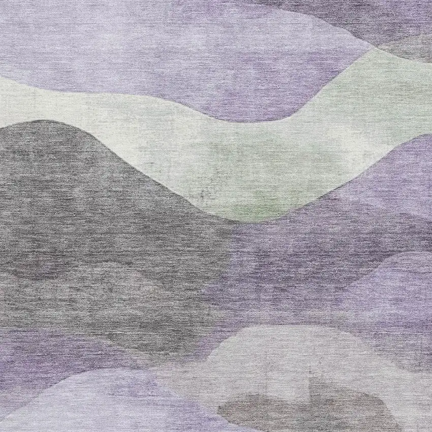 Purple Sage And Gray Abstract Washable Area Rug With UV Protection Photo 3