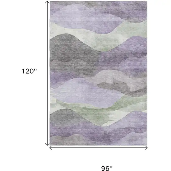 Purple Sage And Gray Abstract Washable Area Rug With UV Protection Photo 9