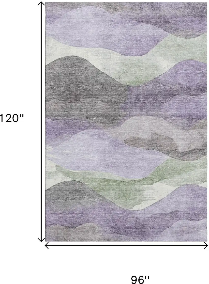 Purple Sage And Gray Abstract Washable Area Rug With UV Protection Photo 9
