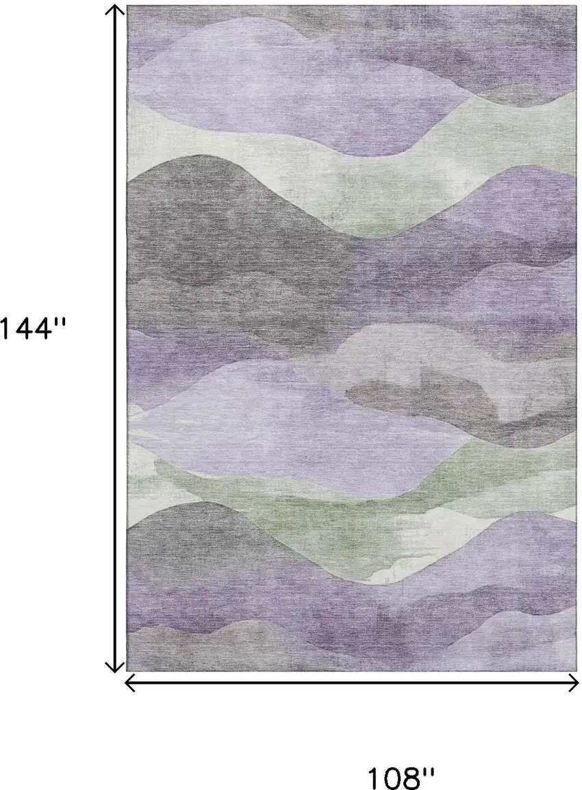 Purple Sage And Gray Abstract Washable Area Rug With UV Protection Photo 9
