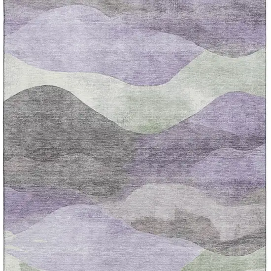 Purple Sage And Gray Abstract Washable Area Rug With UV Protection Photo 4